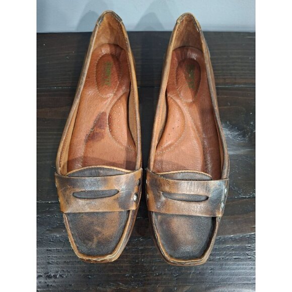 EUC Born Distressed Brown Leather Penny Loafers/Sz. 7.5M - Picture 6 of 10